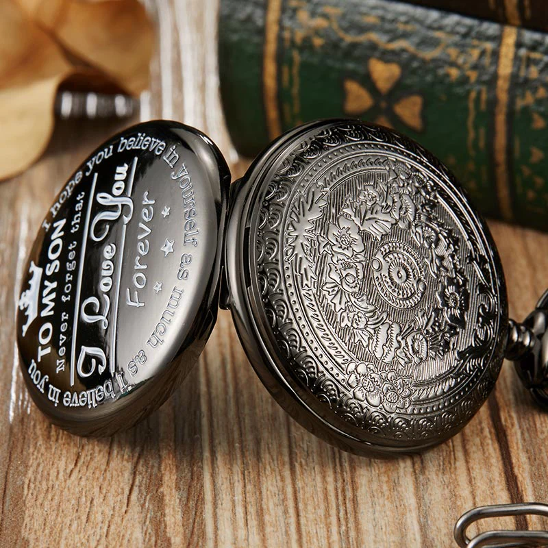 To My Son Black Pocket Watch