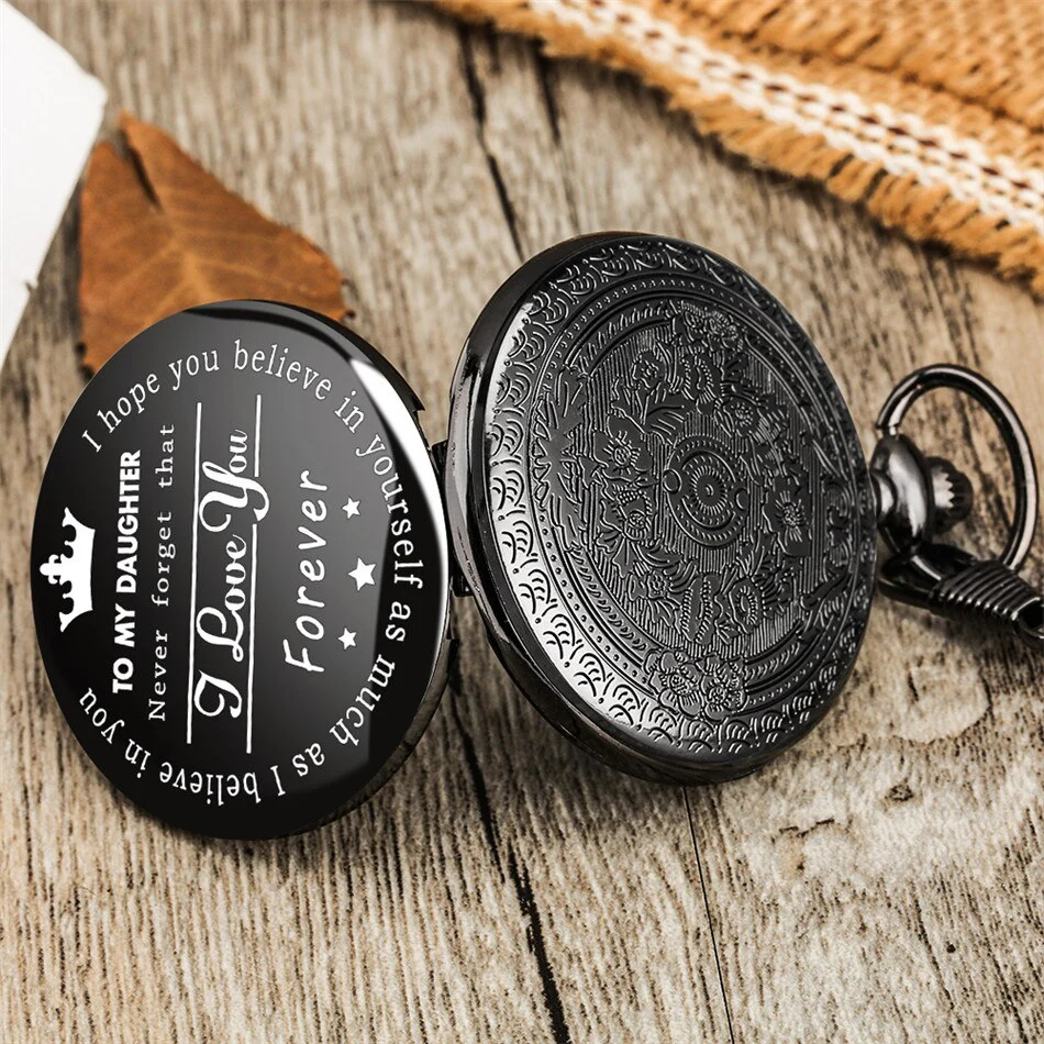 To My Daughter Black Pocket Watch